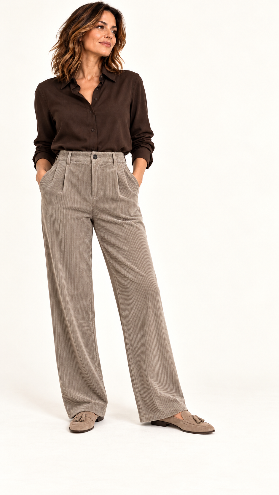 Pantaloni in millerighe in velluto
