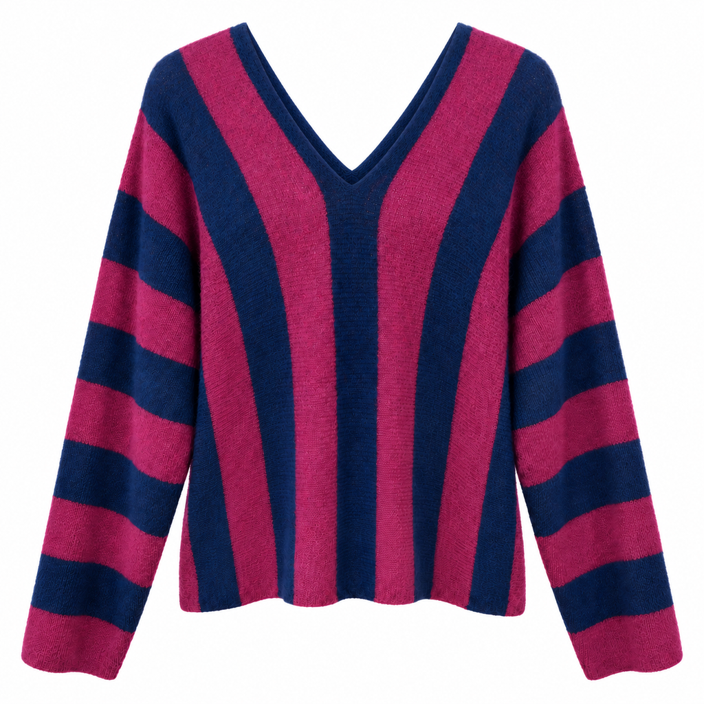 Maglia a righe baby alpaca e lana
