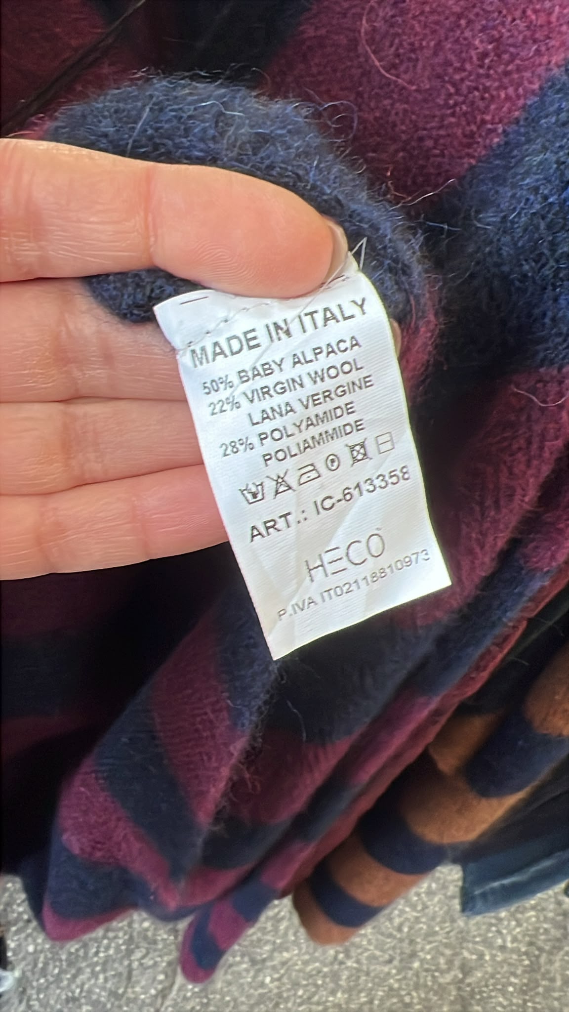 Maglia a righe baby alpaca e lana